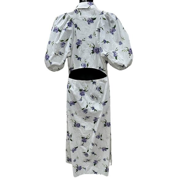 LES RÊVERIES Cutout Cotton-poplin Midi Dress In Floral print - Picture 9 of 9